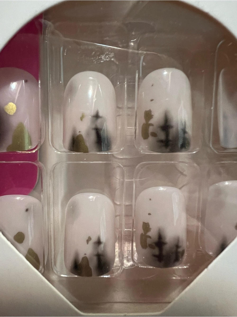 Elegant White & Gold Press-On Nails with Subtle Black Accent